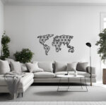 Metallwandkarte der Welt mit Dreiecken