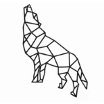 Metallwanddekoration geometrischer Wolf