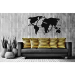 Weltkarte aus Metall mit Weltrichtungen