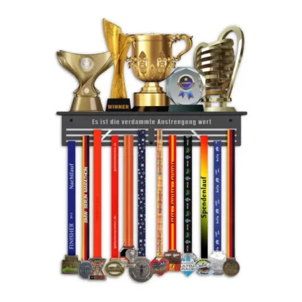 Trophäenhalter aus Metall mit motivierender Aufschrift