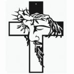 Wandkreuz mit einem Bild des Gesichts von Jesus