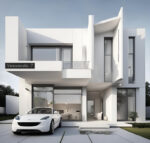 Hausnummernschild & Straße Edelstahl Eckmontage links