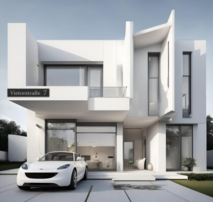 Hausnummernschild & Straße Edelstahl Eckmontage links