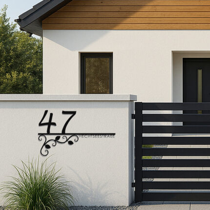 Dekorative Hausnummer – Blätter