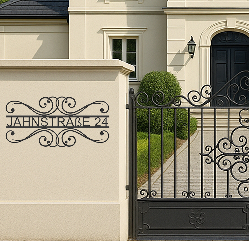 rustikales Adressschild mit Hausnummer