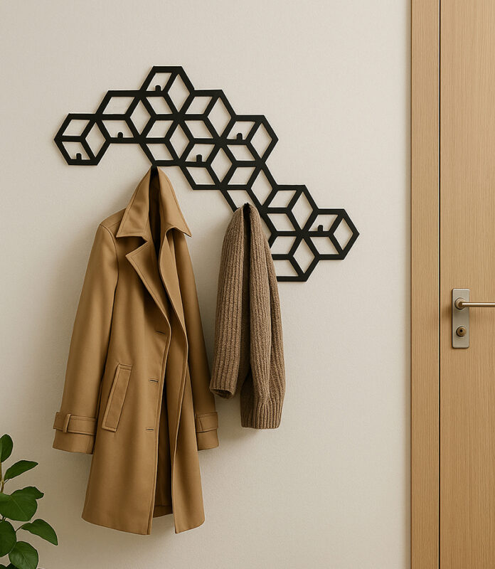 Geometrischer Kleiderbügel aus Metall Skandinavisches Niveau